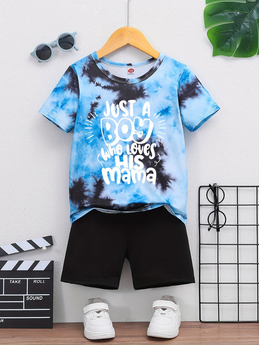 2 pcs. Just A Boy Who Loves His Mama, T-shirt/Shorts Set