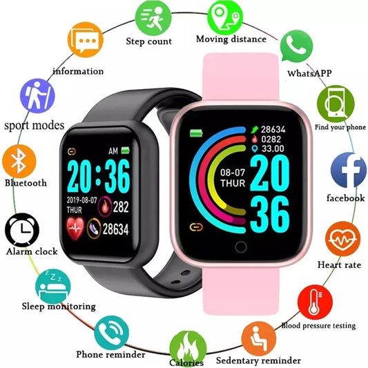 Y68 Smart Watch Bluetooth Fitness Tracker Men Women Smartwatch Heart Rate Monitor Blood Pressure Sports Bracelet for Android IOS