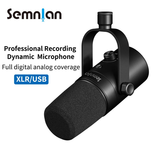 SEMNLAN Dynamic Microphone XLR/USB Online Game Streaming Podcast Live PC Song Phone Recording RGB YouTube Video Studio Mic MK-8